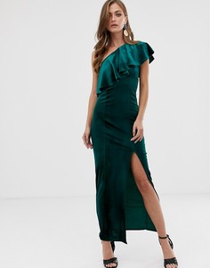 Бархатное платье макси на одно плечо ASOS DESIGN - Зеленый