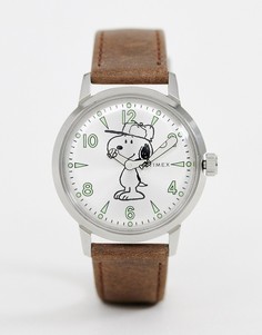 Часы с коричневым кожаным ремешком Timex x Snoopy Welton 40 мм - Коричневый