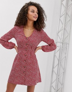 Платье с цветочным принтом ягодного цвета Miss Selfridge - Красный