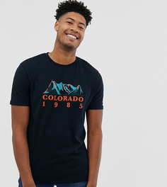 Свободная футболка с принтом и отворотами на рукавах ASOS DESIGN Tall - Темно-синий