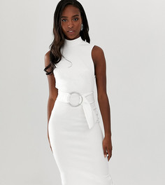 Платье миди с кольцом на поясе ASOS DESIGN Tall - Белый
