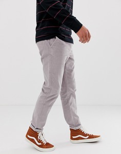 Серо-лиловые вельветовые брюки узкого кроя ASOS DESIGN - Серый