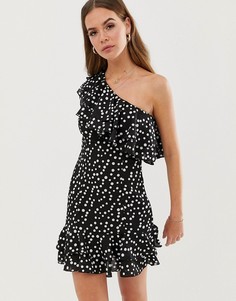 Платье в горошек на одно плечо In The Style Billie Faiers - Мульти