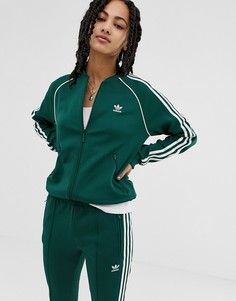 Зеленая спортивная куртка с тремя полосами adidas Originals adicolor - Зеленый