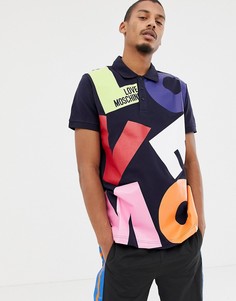 Футболка-поло с логотипом Love Moschino - Темно-синий
