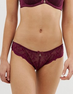 Фиолетовые кружевные бразильские трусы с отделкой кристаллами B By Ted Baker - Фиолетовый