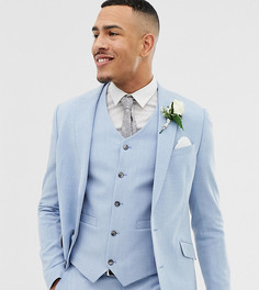 Синий приталенный пиджак с эффектом штриховки ASOS DESIGN Tall Wedding - Синий