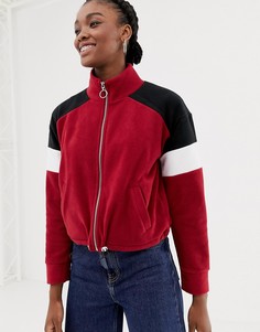 Бордовый флисовый топ в стиле колор блок New Look - Красный