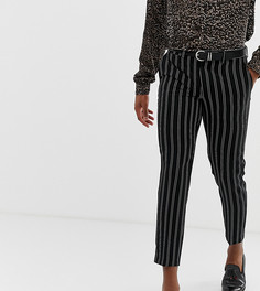 Облегающие укороченные брюки в строгом стиле в черно-белую полоску Heart & Dagger - Черный