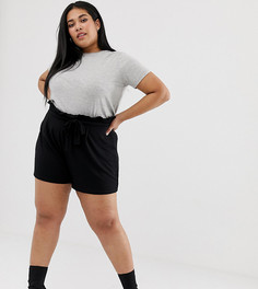Шорты с присборенным поясом и завязкой ASOS DESIGN Curve - Черный