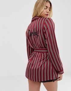 Красное атласное кимоно в полоску Hunkemoller Darling - Красный