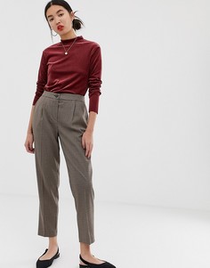 Коричневые брюки в клетку New Look - Коричневый