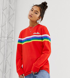 Лонгслив с логотипом и разноцветными полосками Ellesse эксклюзивно для ASOS - Красный