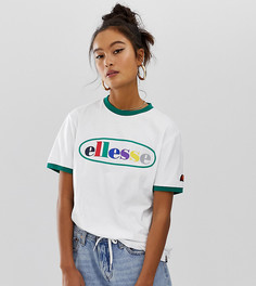 Футболка с контрастной горловиной и логотипом Ellesse эксклюзивно для ASOS - Белый