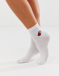 Носки с вышитыми сердечками ASOS DESIGN Valentines - Белый