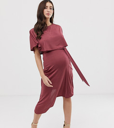 Платье миди для кормления с укороченным топом, кейпом и асимметричной юбкой ASOS DESIGN Maternity - Красный