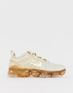 Белые кроссовки с золотистой отделкой Nike Running Vapormax 19 - Белый