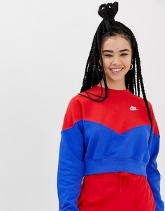Свитшот в стиле колор блок синего и красного цвета Nike Heritage - Мульти