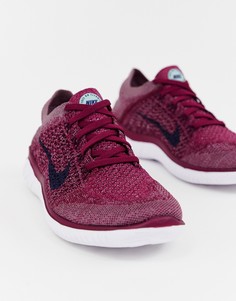 Кроссовки ягодного цвета Nike Running Free Run Flyknit - Фиолетовый