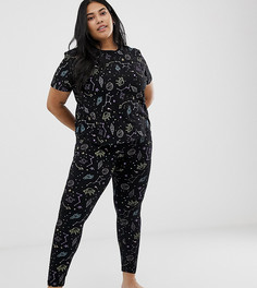 Пижамная футболка и леггинсы с принтом ASOS DESIGN - Черный