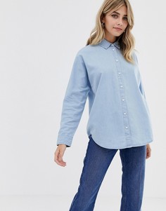 Синяя джинсовая рубашка с рукавами летучая мышь ASOS DESIGN - Синий
