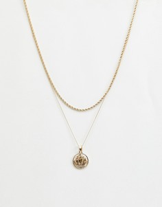 Золотистое ожерелье в два ряда с подвеской Chained & Able - Золотой