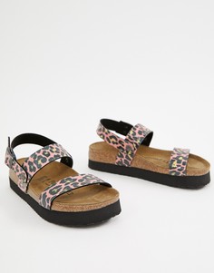 Сандалии на плоской подошве с ремешком на пятке и леопардовым принтом Papillio by Birkenstock - Мульти