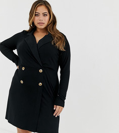 Двубортное платье-блейзер мини в рубчик ASOS DESIGN Curve - Черный