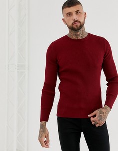 Бордовый обтягивающий джемпер в рубчик ASOS DESIGN - Красный