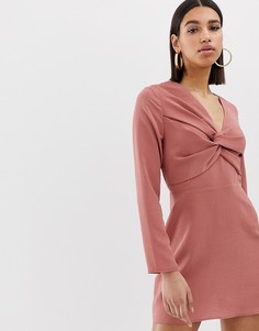 Оранжевое платье мини с длинными рукавами Missguided - Коричневый