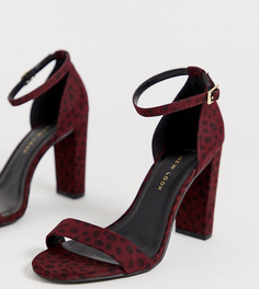 Красные туфли на блочном каблуке с гепардовым принтом для широкой стопы New Look - Красный