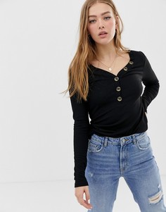 Топ на пуговицах с длинными рукавами в рубчик Only - Мульти