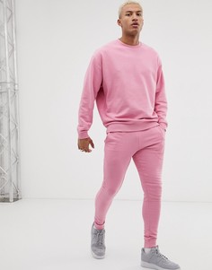 Розовый спортивный костюм из oversize-свитшота и облегающих джоггеров ASOS DESIGN - Розовый