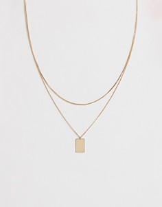 Золотистое ожерелье с квадратной подвеской Weekday - Золотой