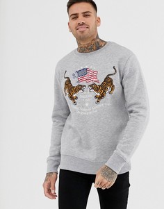 Серый свитшот с вышивкой Pull&bear - Серый