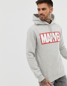 Худи серого цвета с принтом Marvel Pull&Bear - Серый