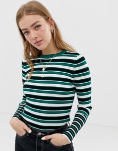 Топ в рубчик с полосками Only - Зеленый