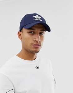 Темно-синяя кепка с логотипом-трилистником adidas Originals - Темно-синий