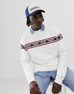 Белый свободный свитшот с принтом на груди и рукавах Tommy Jeans - Белый