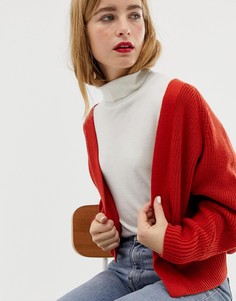Кардиган в рубчик с добавлением переработанных волокон ASOS DESIGN - Красный