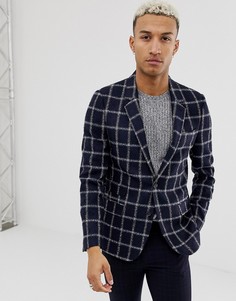 Темно-синий блейзер в широкую клетку ASOS DESIGN - Темно-синий
