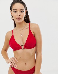 Красный бикини-топ с кольцом Boohoo - Красный