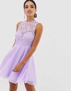 Короткое приталенное платье с кружевной вставкой AX Paris - Фиолетовый