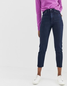 Темно-выбеленные синие джинсы слим из переработанного материала в винтажном стиле с завышенной талией и швами спереди ASOS DESIGN Farleigh - Синий