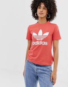 Футболка с логотипом-трилистником adidas Originals - Красный