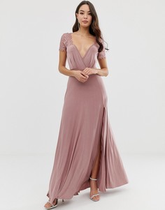 Платье макси с кружевным верхом ASOS DESIGN - Розовый