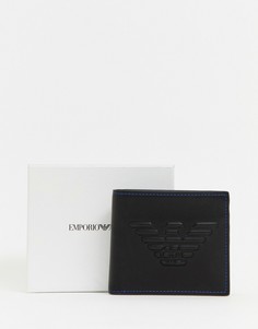 Черный кошелек для монет с тисненым логотипом Emporio Armani - Черный