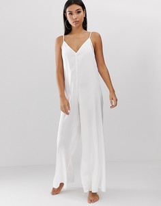 Атласный комбинезон с сетчатой вставкой ASOS DESIGN - Белый