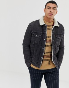 Черная выбеленная джинсовая куртка с искусственным мехом Levis fegin - Черный Levis®
