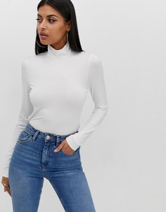 Белый лонгслив с высоким воротом ASOS DESIGN - Белый